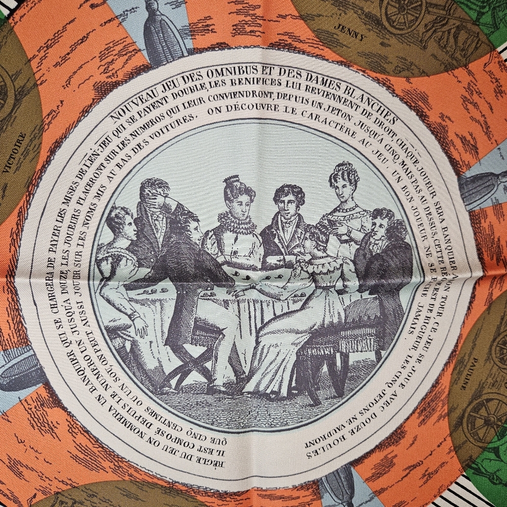 Hermes Jeu des Omnibus et Dames Blanches Silk Scarf - Picture 2 of 15